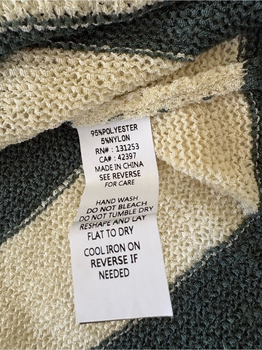 Striped V-Neck Men's Sweater in Cream and Dark Green - Picture 5 of 14